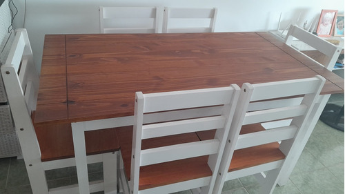 Juego De Comedor En Madera Rustico