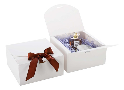Caja De Regalo Blanca, Paquete De 10, 6.7 X 6.7 X 3.5 Pulgad