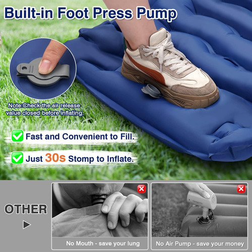 Colchoneta De Dormir Doble Para Acampar Inflable Con Almohad