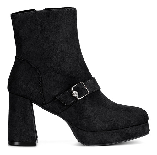 Botin Casual Mujer Gamuza Hebilla Taco Alto Grueso Weide