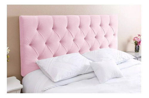  Cabeceira de cama box Expressa Móveis Paris King 195cm x 58cm Couro sintético rosa-bebê