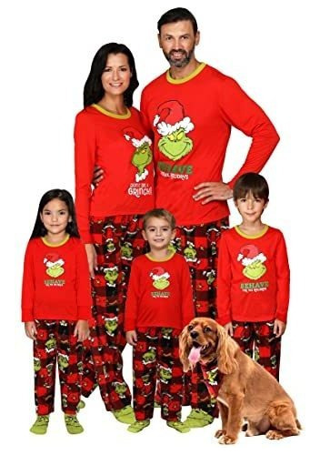 Pijama Navideño Familiar Para Parejas Y Niños Grinch