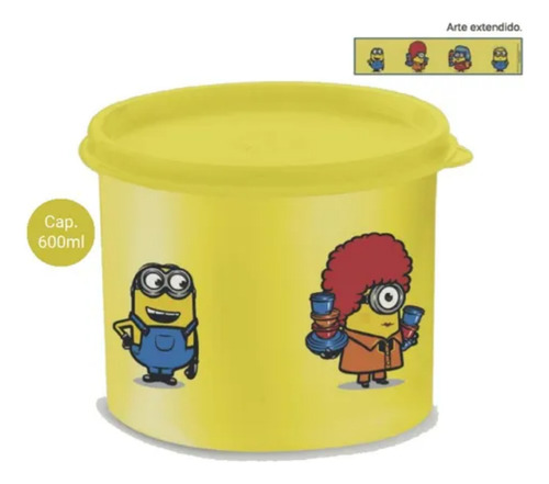 Práctibote De 600ml Arte Extendido De Minions Tupperware Amarillo
