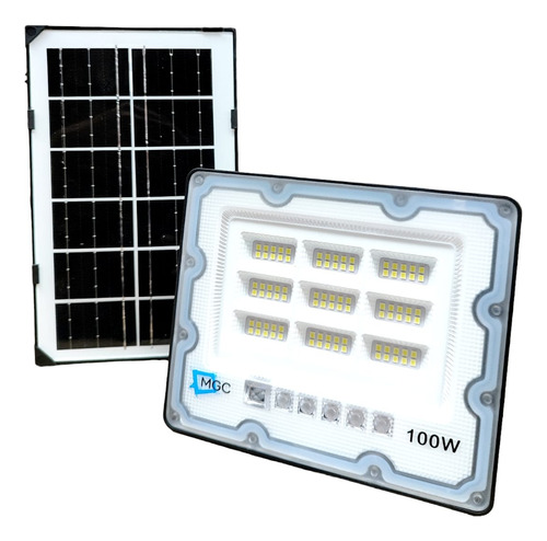 Refletor Holofote Solar Led 100w Placa Bateria Prova Dágua Cor Da Carcaça Preto Cor Da Luz Branco-frio 110v/220v