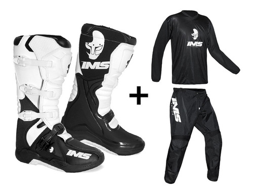 Kit Bota Ims Factory Branca/preta+ Conjunto Mx Preto Oferta