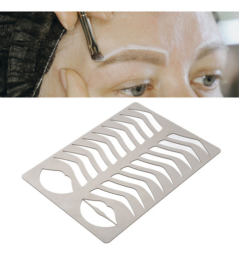 Plantillas Para Cejas Y Labios, Plata Cepillada, Acero Inoxi