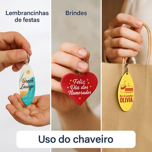50 Chaveiros Polímero P/ Sublimação Resinado Com Argolas