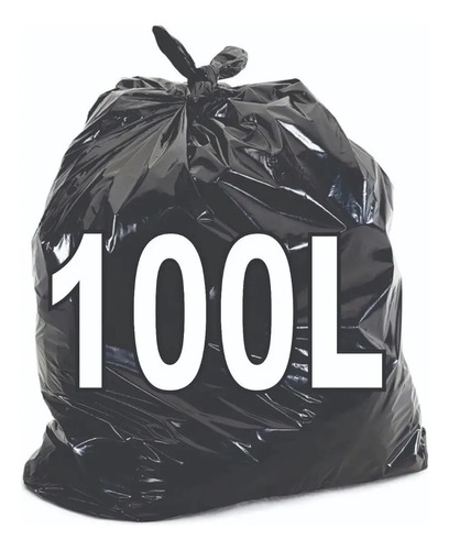 Saco Para Lixo 100 Litros Super Resistente - 100 Unidades Cor Preto