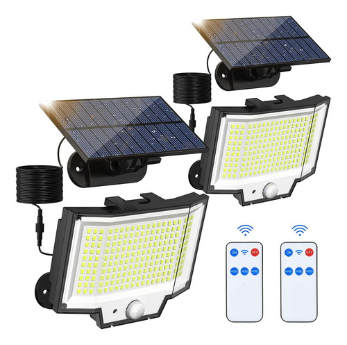 Lámpara Solar 200 Leds Ext / Combo X 2 / 5mt Panel / Sensor 