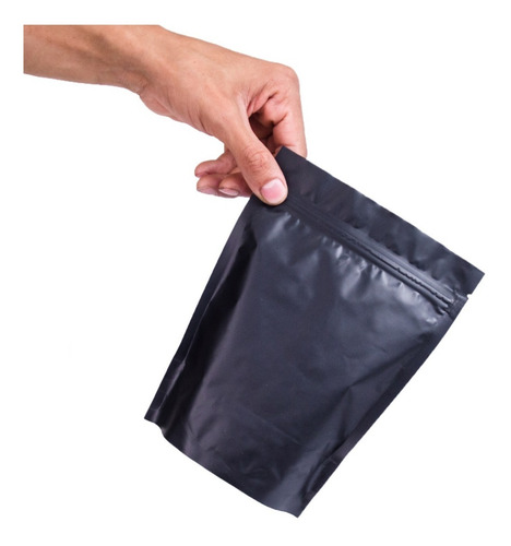 Imagen 4 de 7 de 100 Bolsas Stand Up Pouch Con Cierre Negro Mate De 250 Grs