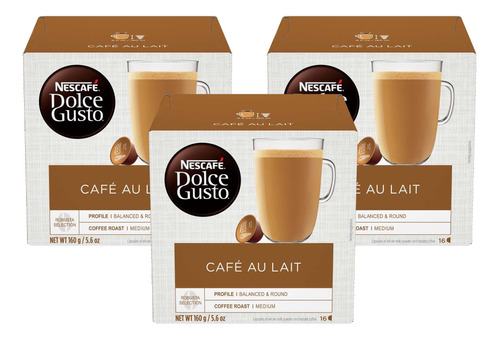 Capsulas Dolce Gusto Promo Pack X3 Cajas Au Lait X16