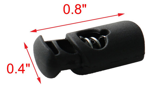 10 Cerradura De Cordón Plástica Con Resorte 10x7x20mm Negra
