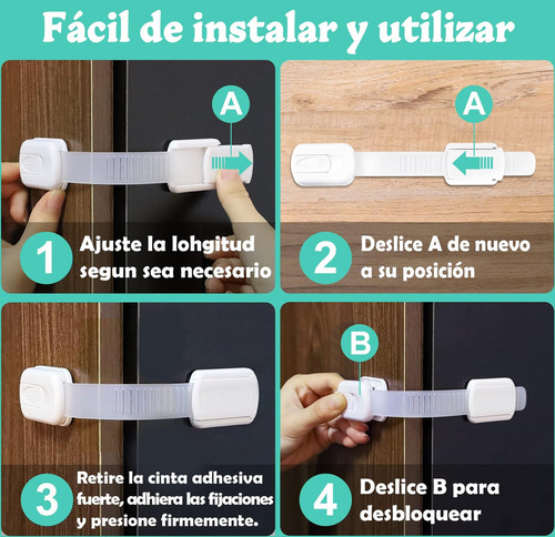 10 Pcs Cerraduras De Seguridad Para Niños, Ajustables De