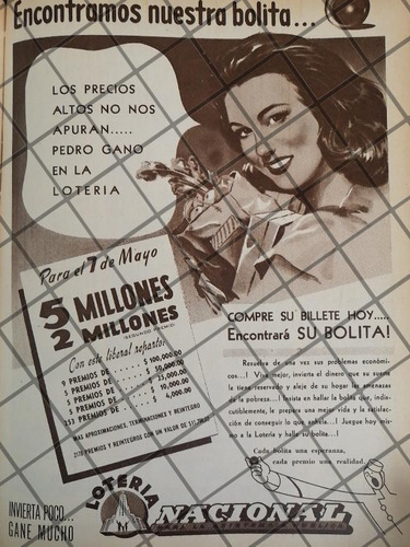 Afiches Antiguo Loteria Nacional 1948 /198