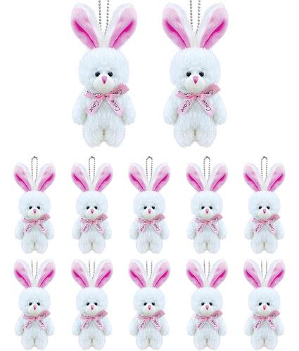 12 Pcs Conejo Peluche Pequeño Blanco, 5 Pulgadas Lindos Min