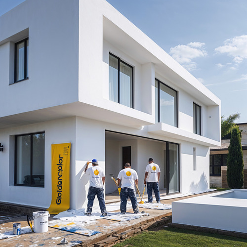 Pintura Látex Impermeabilizante Frentes Goldencolor 4 Lts Color Blanco