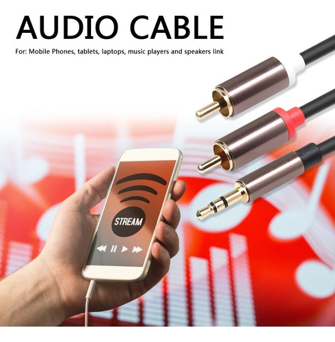 Imagen 3 de 6 de Cable De Audio 3,5mm Jack Plug Macho A 2 Rca Macho Aux