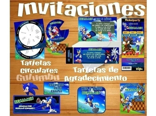 Imagen 2 de 8 de Kit Imprimible Sonic Cumpleaños Candy Bar Fiesta Cotillon