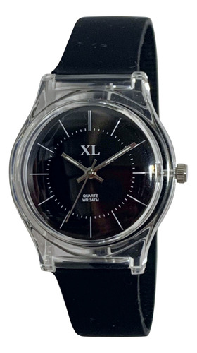Reloj Silicona Xl R06 Analogo Degrade Moda Mujer Negro Transparente Negro