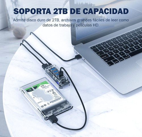 Imagen 5 de 10 de Hub Usb 3.0 Multiplicador 4 Puertos Pc Notebook Transparente