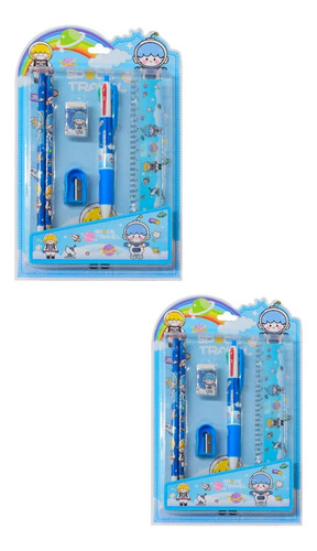 Paquete De 2 Kits De Papelería Con Bolígrafo Multicolor