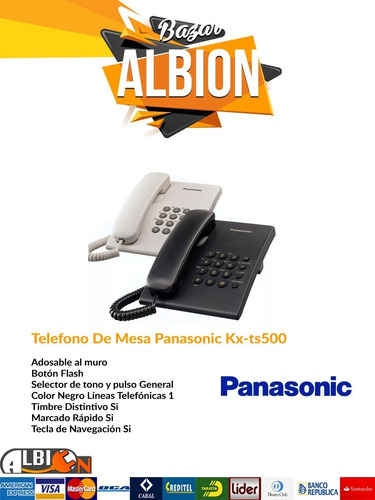 Telefono De Mesa Panasonic Kx-ts500 Solo Color Negro Albion