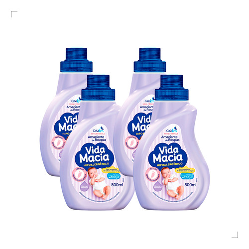 Amaciante De Roupas Roupinhas Bebês Vida Macia 500ml (kit 4)