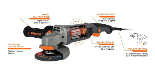 Esmeriladora Angular 4 1/2 ' Esmeril 1200 W Profesional Rudo