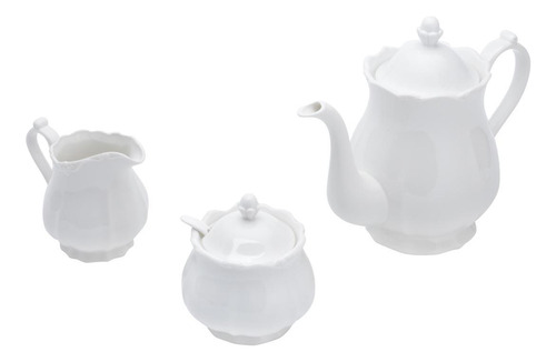 Conjunto Para Chá Wolff De Porcelana Fancy Branco 3 Peças