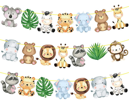 Jungle Safari Animal Banners 2 Ppcs Safari Animales De Cumpl