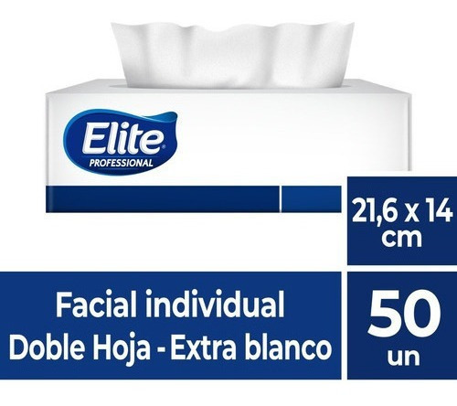 1 Paquete De Facial Doble Hoja Elite Professional 50 Un Color Blanco