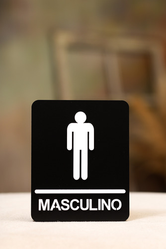 Placa Sanitário Banheiro Wc Masculino Mdf Acrilico