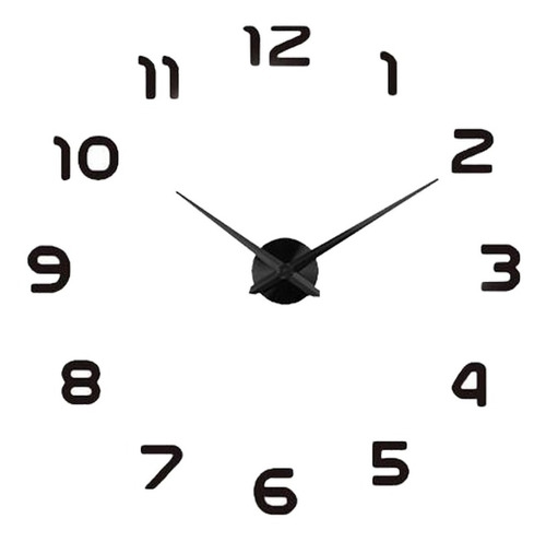 Reloj 3d Gigante 120cm Negro Numero Pared Decor Espejo Black