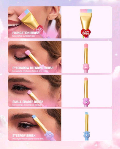 Set 4 Brochas Pincels Maquillaje Ositos Cariñositos Sheglam Ositos Cariñositos