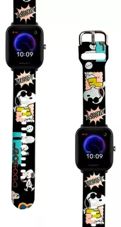 Correa Compatible Con Amazfit Bip U Snoopy Cool Negro