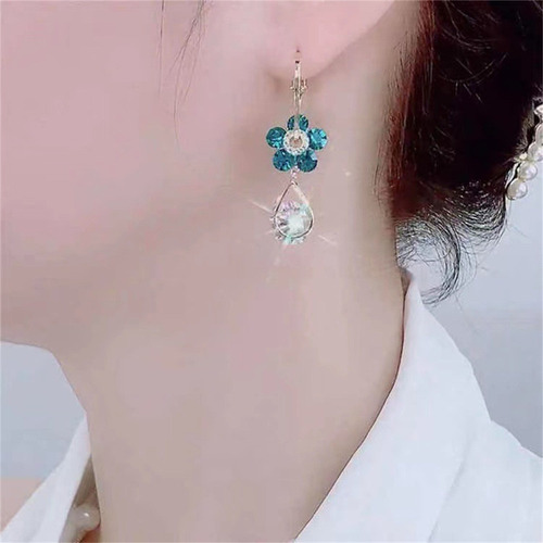 2 Pares De Pendientes Creativos De Cristal Con Forma De Flor