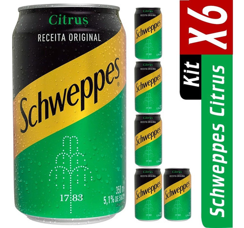 Kit Com 6 Refrigerantes Citrus Schweppes Lata 350ml