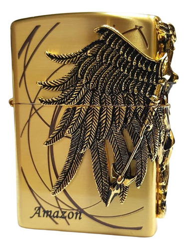 Encendedor Bolsillo Personalizado Diseño Guerrero Amazen Oro