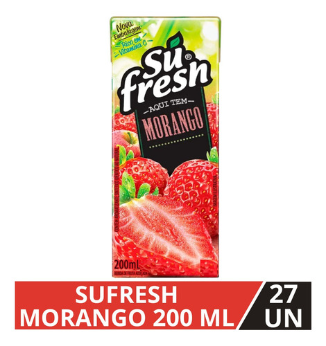 Suco Sufresh Morango 200ml - Caixa Com 27 Unidades
