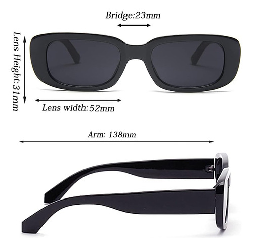 Pack De 3 Gafas De Sol Rectangulares Para Mujer Tskestvy, Re