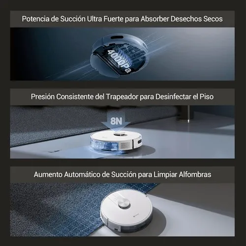 Aspiradora Robot Smart Re5 Wifi Alexa 3 En 1 4930mah Ezviz