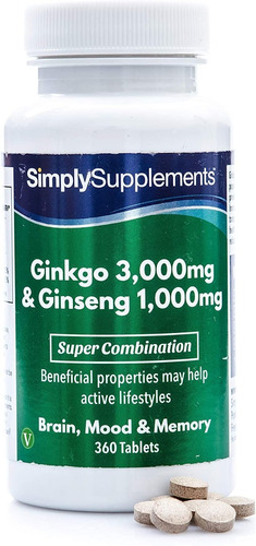 Ginkgo Biloba 3000mg + Ginseng 1000mg / 250 Tabletas