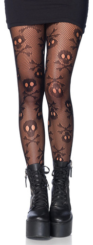 Leg Avenue Medias De Red De Calavera Para Mujer, Calavera De