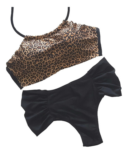 Imagem 1 de 1 de Biquini Cropped Plus Size Com Bojo Oncinha - Até Número 56