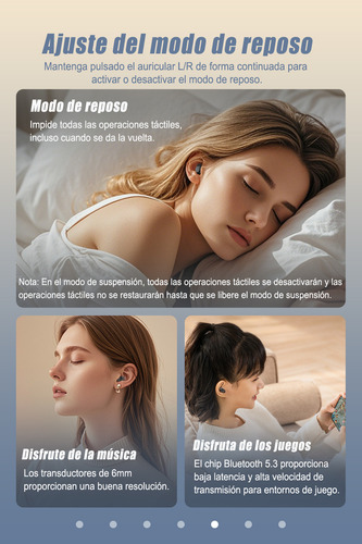 Audífonos Bluetooth 5.3 Invisibles Para Dormir Lx410pro Color Negro