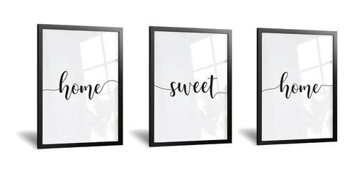 Cuadros Minimalistas Triptico Living Home Sweet Home 20x30cm