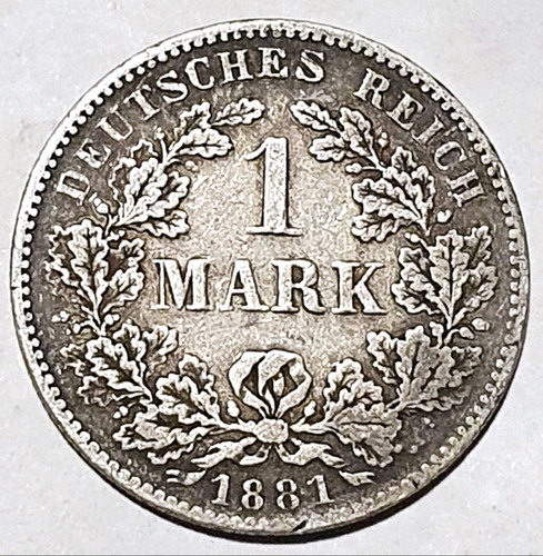 1 Mark 1881 Imperio Alemania Reich Plata Moneda 