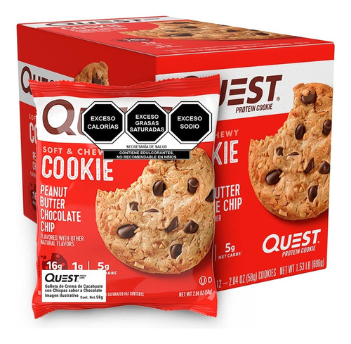 Quest Nutrition  - Quest Protein Cookie - Galleta De Proteína - Sabor: Crema de cacahuate con choco chips
