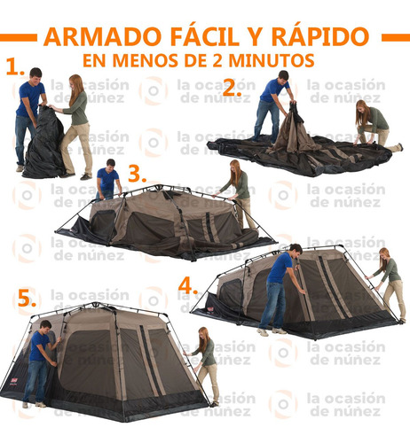 Imagen 4 de 10 de Carpa 8 Personas Coleman Instant Automatica Camping + Bolso