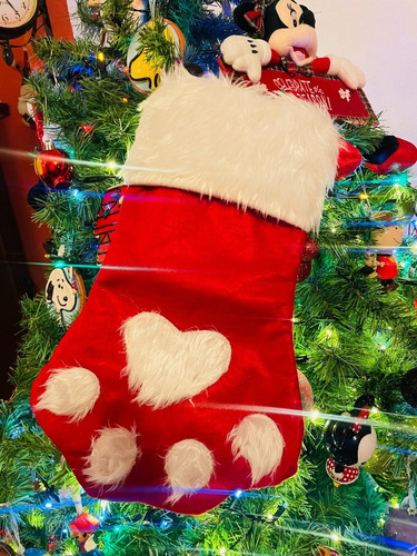 Hermosa Bota Navideña Forma De Perro Y Gato Huellita Patita